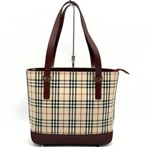 Burberry Tote Bag Handbag Nova Check Beige Canvas Leather Women's BURBERRY IT...